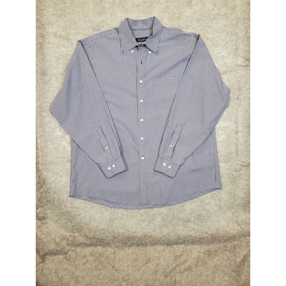 Brooks Brother Men's XL Shirt Long Sleeve Button Down Blue White Check Preppy